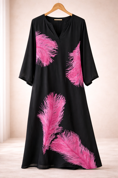 Noir Feather Luxe Dress