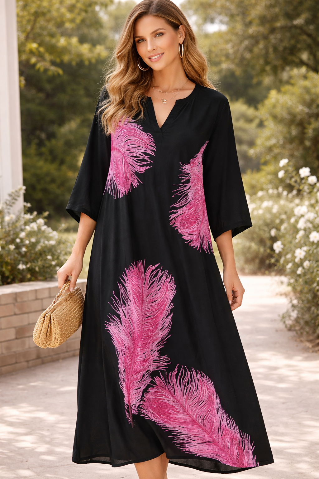 Noir Feather Luxe Dress