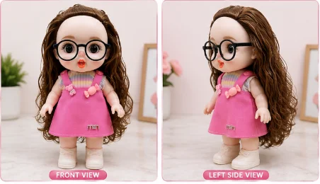 Pretty Pink Big Eye Doll with Glasses image