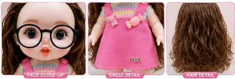 Pretty Pink Big Eye Doll with Glasses image