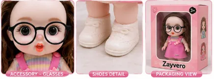 Pretty Pink Big Eye Doll with Glasses image
