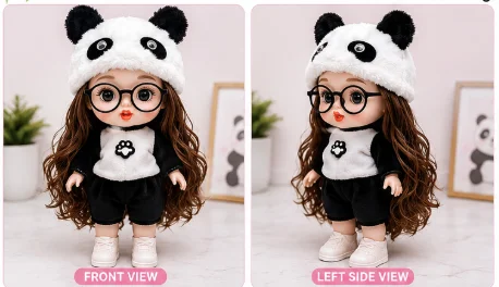 Panda Princess Big Eye Doll with Glasses image