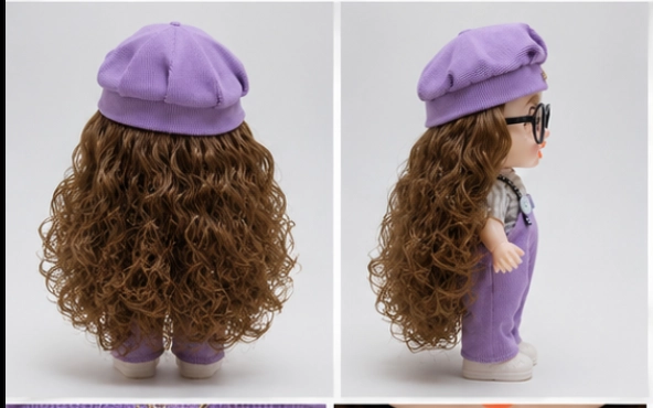 Purple Big Eye Doll with Glasses & Cap image