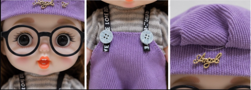 Purple Big Eye Doll with Glasses & Cap image