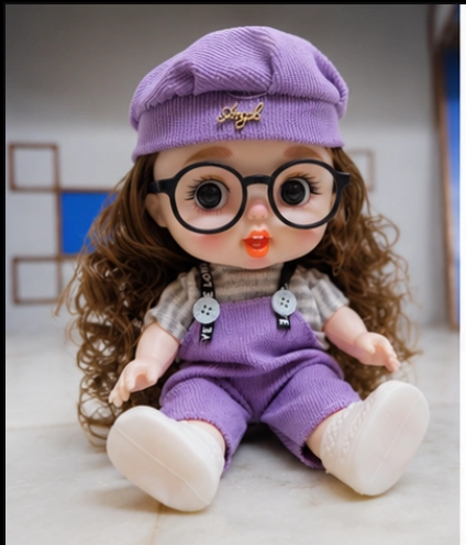 Purple Big Eye Doll with Glasses & Cap image