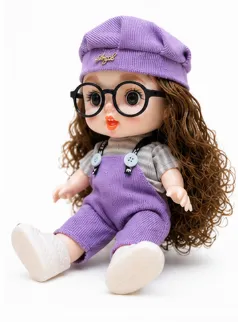 Purple Big Eye Doll with Glasses & Cap image