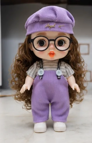 Purple Big Eye Doll with Glasses & Cap image